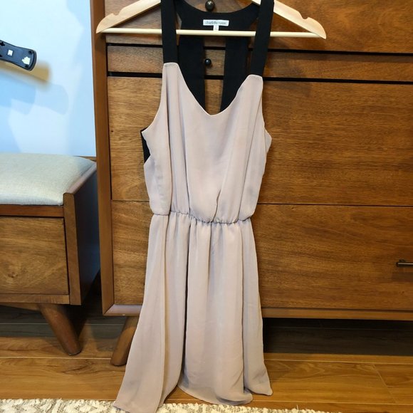 Light Mauve Pink / Black Chiffon Dress Size Small - Picture 5 of 5